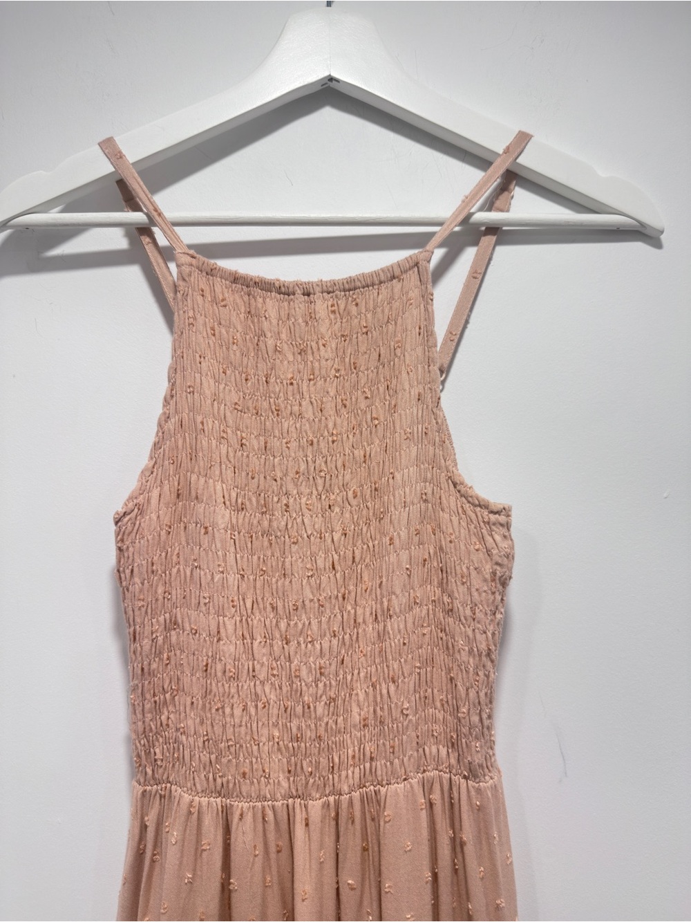 Sim & Sam Dusty Pink Swiss Dot Smocked Tiered Maxi Dress Size S⁠ - Picture 2 of 9